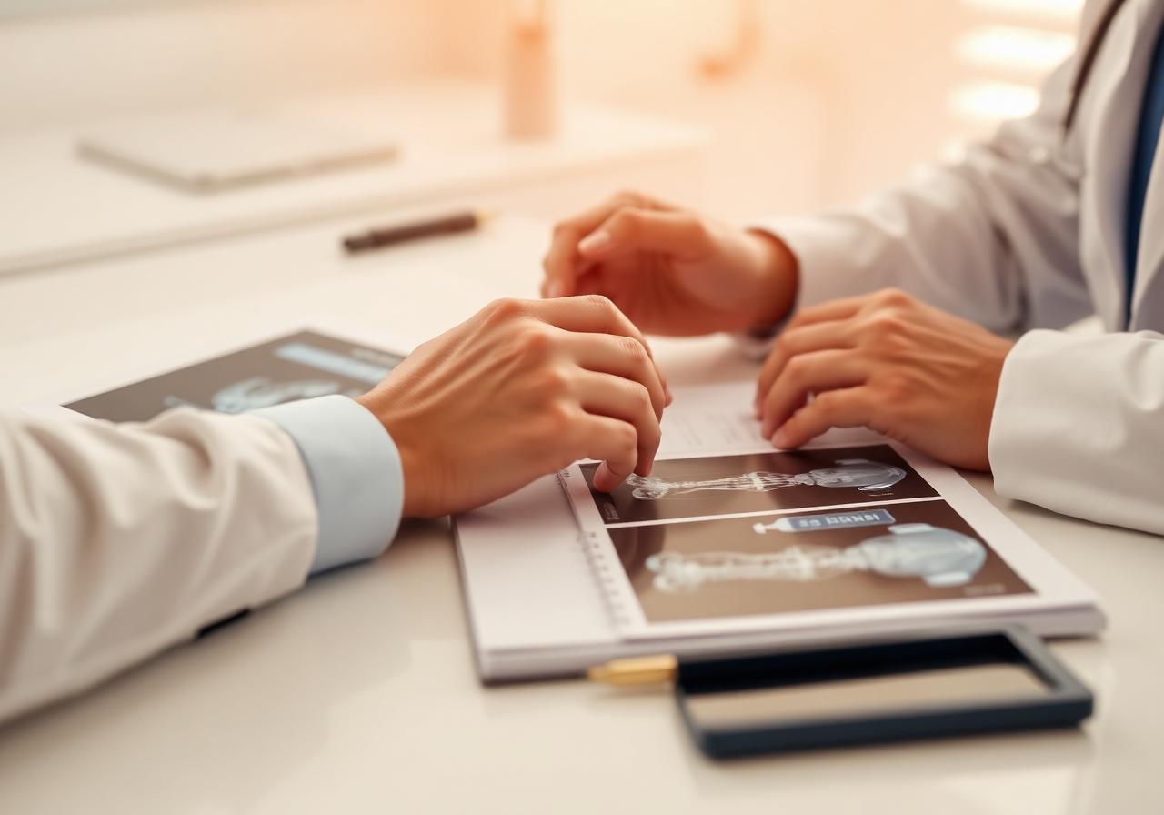 Chiropractor reviewing personal injury patient records and imaging